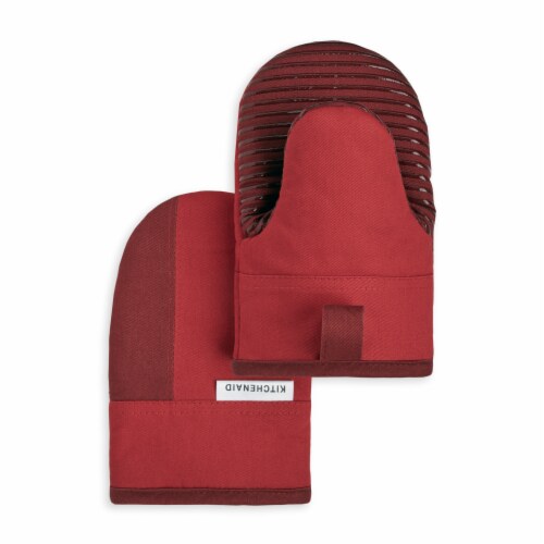 KitchenAid Beacon Mini Oven Mitt Set - 2 Pack - Red / Dark Red Perspective: front