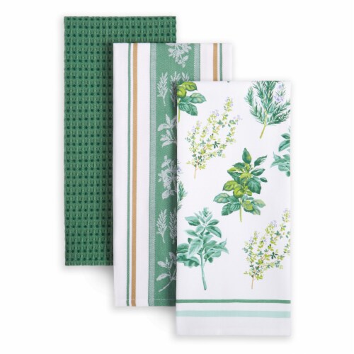 Martha Stewart Herbs Kitchen Towel Set - Green Perspective: front