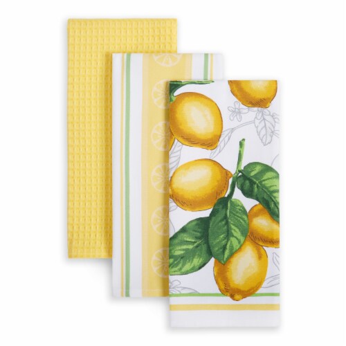 Martha Stewart Printed Lots of Lemons Kitchen Towels - 3 Pack - Yellow Perspective: front