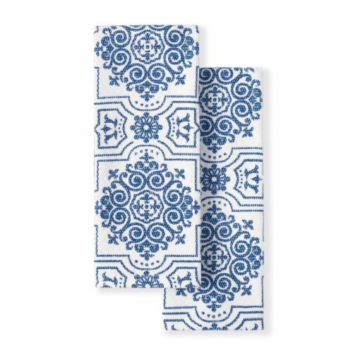 Martha Steward Stripe Medallion Kitchen Towels Perspective: front