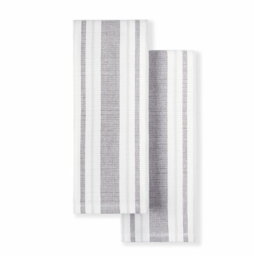 Martha Stewart Morris Striped Kitchen Towels - White/Gray Perspective: front