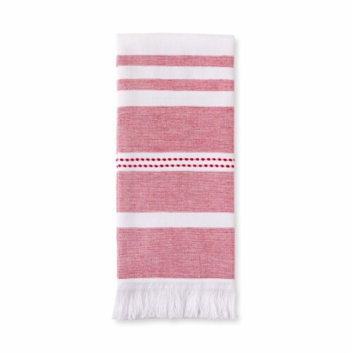 KitchenAid Yarn Dye Fringe Single Kitchen Towel - Passion Red Perspective: front