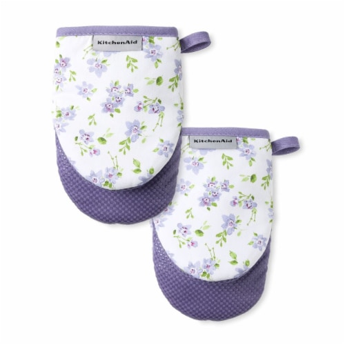 KitchenAid Printed Mini Oven Mitts - Ditsy Daisies Perspective: front