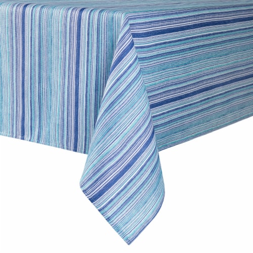 Fiesta Marble Head Striped Round Table Cloth - Turquoise Perspective: front