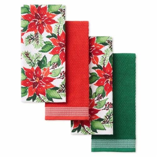 Town & Country Pointsettia Kitchen Towels Perspective: front
