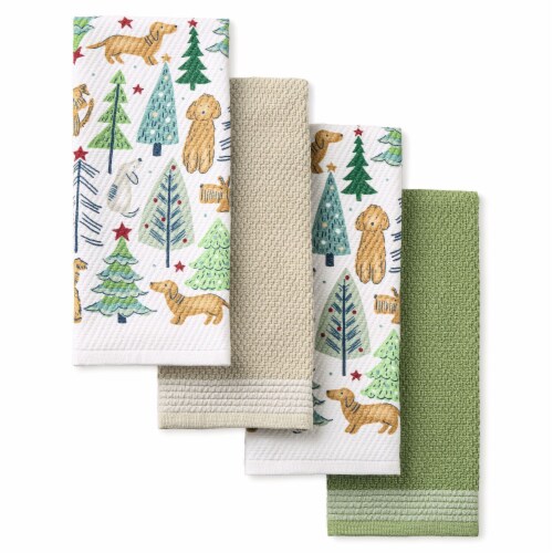 Town & Country Holiday Dogs Kitchen Towel Perspective: front