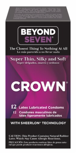 Okamoto Crown® Super Thin Latex Lubricated Condoms Perspective: front