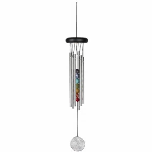Woodstock Signature Collection Chakra Chime Seven Stones Wind Chimes - Black Perspective: front