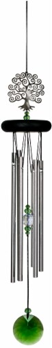 Woodstock Tree Of Life Wind Chime - Silver/Green Perspective: front