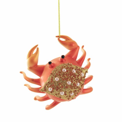 Holiday Ornament Pacific Gold Crab Glass Ocean Life Fresh Water 6003952 Perspective: front