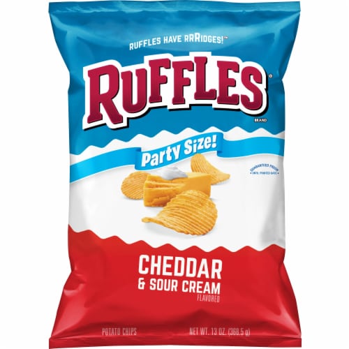 Ruffles® Potato Chips Cheddar & Sour Cream Flavor Party Size Snack Perspective: front