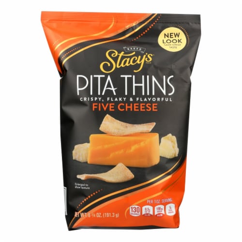 Stacy's Pita Chips 5 Cheese Pita Crisps - Cheese - Case of 8 - 6.75 oz. Perspective: front