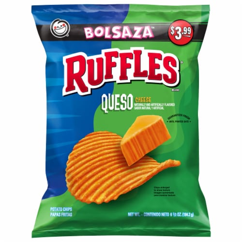 Ruffles Queso Cheese Flavor Potato Chips Perspective: front