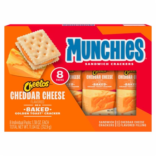 Munchies Baked Cheddar Cheese Sandwich Crackers Perspective: front