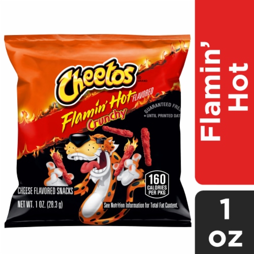 Cheetos Crunchy Cheese Flavored Snacks Flamin' Hot Flavored, 1 Oz Perspective: front