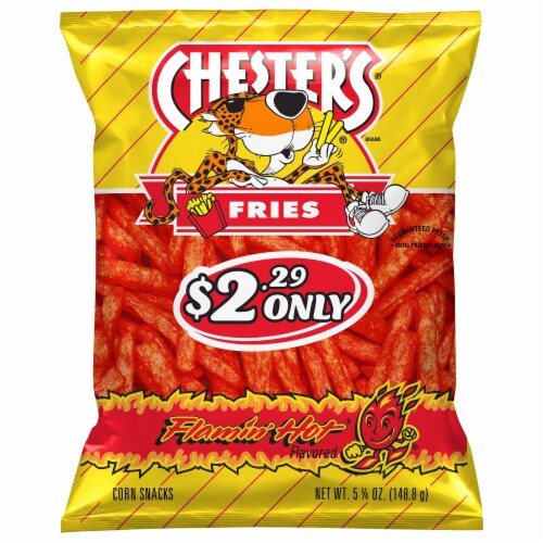 Chester's® Flamin' Hot Flavored Corn & Potato Snacks Perspective: front