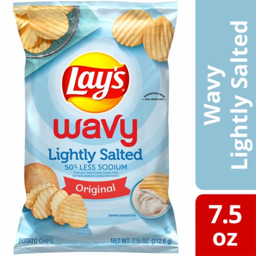 Calories in Lay's? Wavy Potato Chips Lightly Salted Snacks Bag