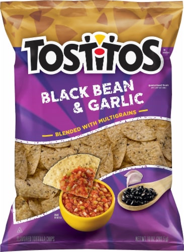 Tostitos Multigrain Black Bean and Garlic Flavored Tortilla Chips Snacks Perspective: front