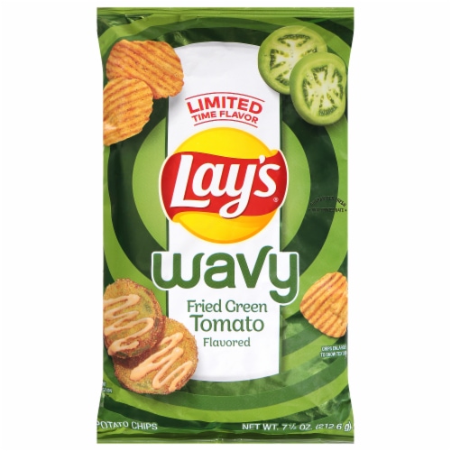 Lay's® Wavy Fried Green Tomato Flavored Potato Chips Perspective: front