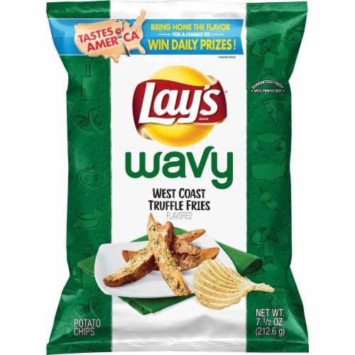 Lay's Wavy West Coast Truffle Fries Flavored Potato Chips Perspective: front