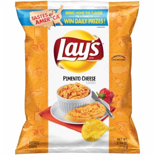 Lay's Tastes of America Pimento Cheese Flavored Potato Chips Perspective: front