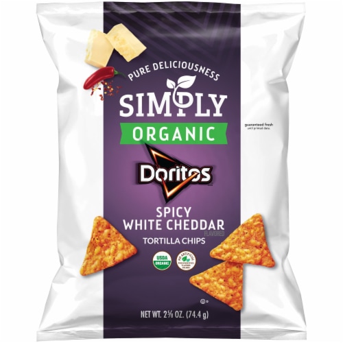 Doritos Simply Organic Spicy White Cheddar Flavored Tortilla Chips Perspective: front