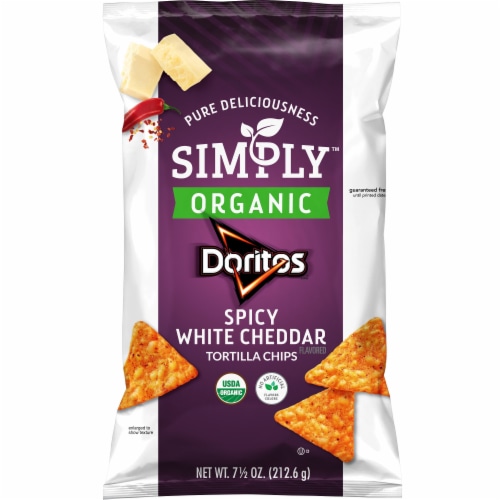 Doritos Simply Organic Spicy White Cheddar Flavored Tortilla Chips Perspective: front