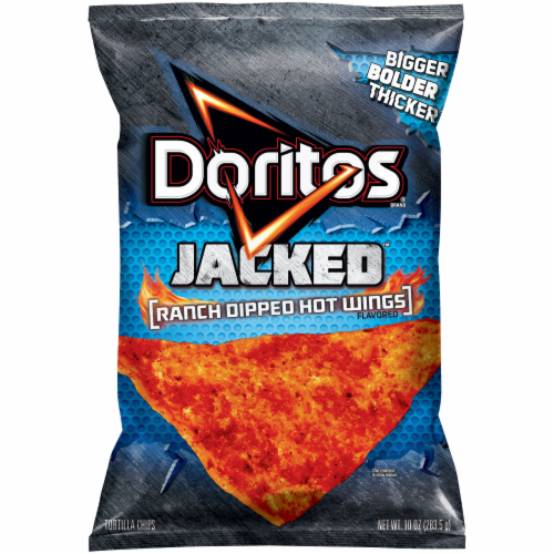 Doritos Jacked Ranch Dipped Hot Wings Flavored Tortilla Chips Perspective: front
