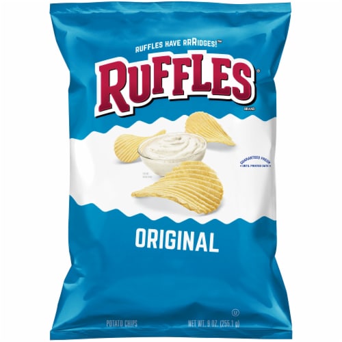 Ruffles Potato Chips Original Flavor Snacks Bag Perspective: front