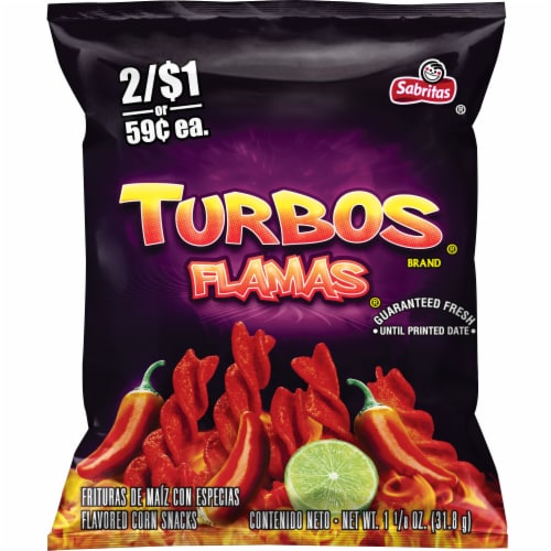 Sabritas Turbos Flamas Flavored Corn Snacks Perspective: front