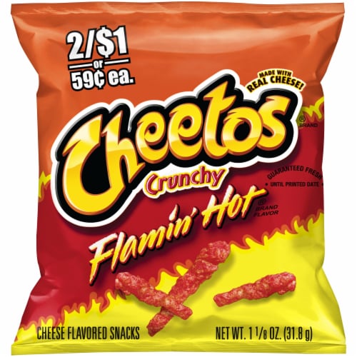 Cheetos Crunchy Flamin' Hot Cheese Flavored Snacks Perspective: front