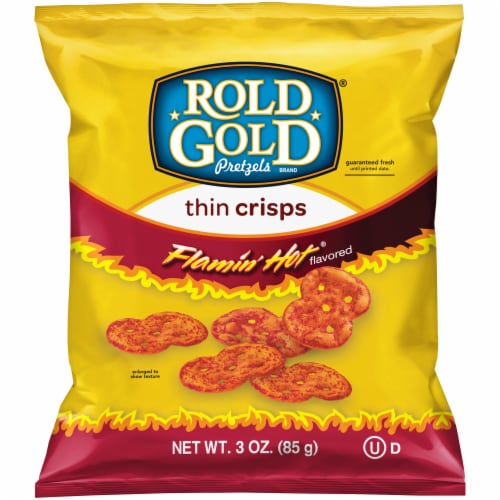 Rold Gold Flamin' Hot Flavored Thin Pretzel Crisps Perspective: front