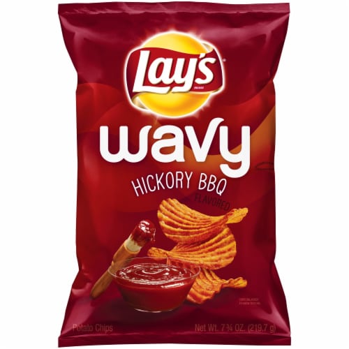 Lay's Wavy Hickory BBQ Potato Chips Perspective: front