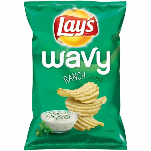 Lay's Wavy Ranch Potato Chips Perspective: front