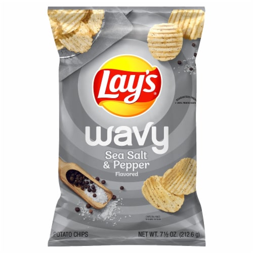 Lay's® Sea Salt & Pepper Wavy Potato Chips Perspective: front