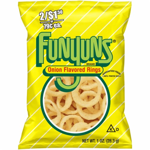 Funyuns Onion Flavored Rings Perspective: front