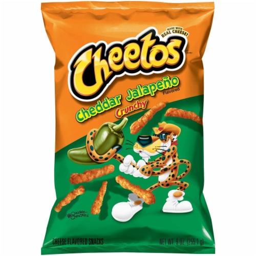 Cheetos Crunchy Cheddar Jalapeno Cheese Flavored Snacks Perspective: front