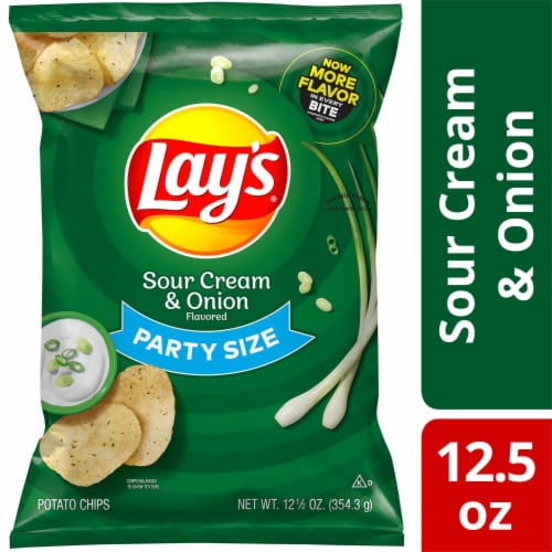 Lay S Potato Chips Sour Cream Onion Flavor Snacks Party Size Bag 12 5 Oz Dillons Food Stores