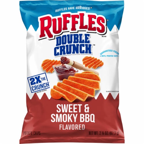 Ruffles Double Crunch Sweet & Smoky BBQ Flavored Potato Chips Perspective: front