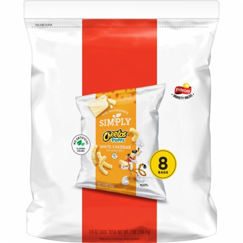 Cheetos Simply Puffs White Cheddar Flavored Cheese Puffs Snacks Perspective: front