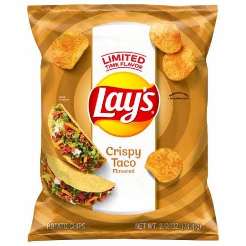 Lay's Crispy Taco Flavored Potato Chips Perspective: front