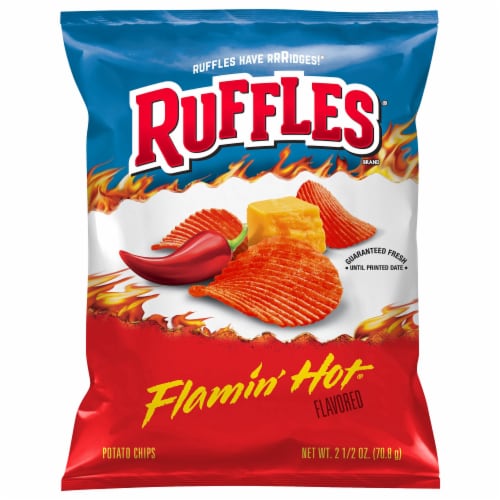 Ruffles Flamin' Hot Flavored Potato Chips Perspective: front