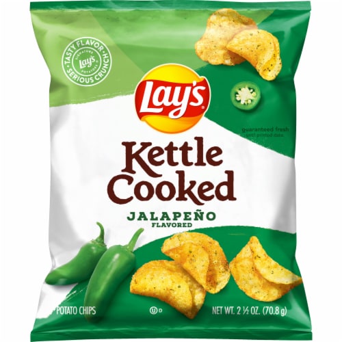 Lay's® Kettle Cooked Potato Chips Jalapeno Flavored Snacks Perspective: front