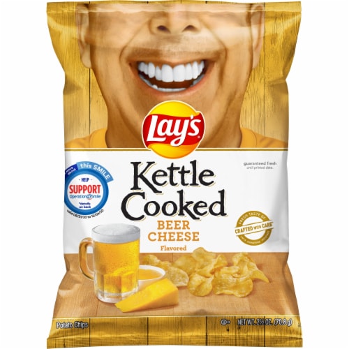Lay's Kettle Cooked Classic Beer Cheese Potato Chips Perspective: front