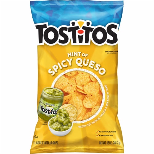 Tostitos Hint of Spicy Queso Flavored Tortilla Chips Perspective: front