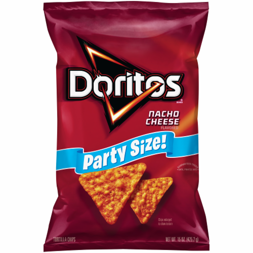 Doritos Nacho Cheese Party Size Tortilla Chips Perspective: front