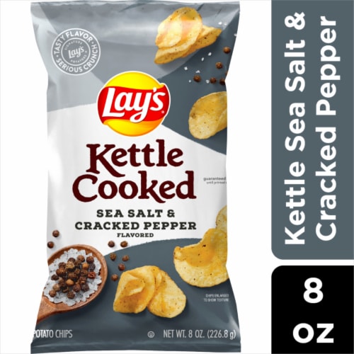 Lay's® Kettle Cooked Salt and Cracked Pepper Kettle Potato Chips Perspective: front