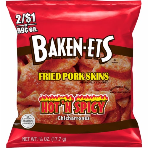 Baken-Ets® Hot 'N Spicy Chicharrones Fried Pork Rinds Perspective: front
