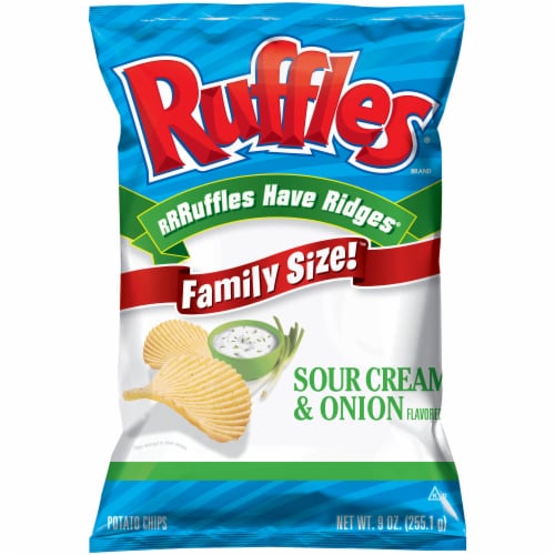 Ruffles Sour Cream & Onion Potato Chips Family Size Perspective: front