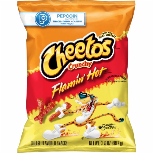 Cheetos Crunchy Flamin' Hot Cheese Flavored Snacks Perspective: front